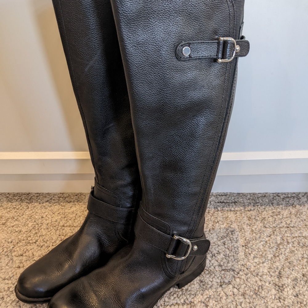 Naturalizer Black Leather Wide Calf Riding Boots size 8 Joylynn style